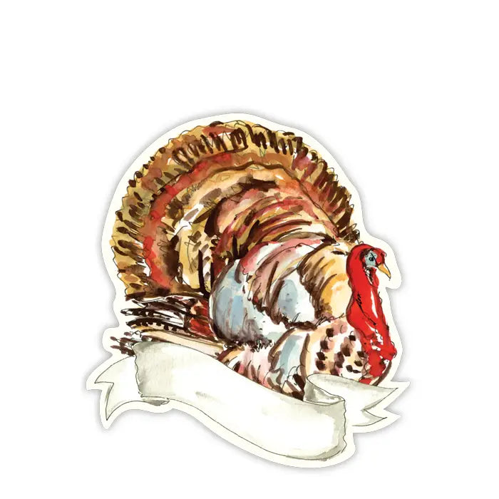 Hand Painted Turkey with Banner Die-Cut Accents