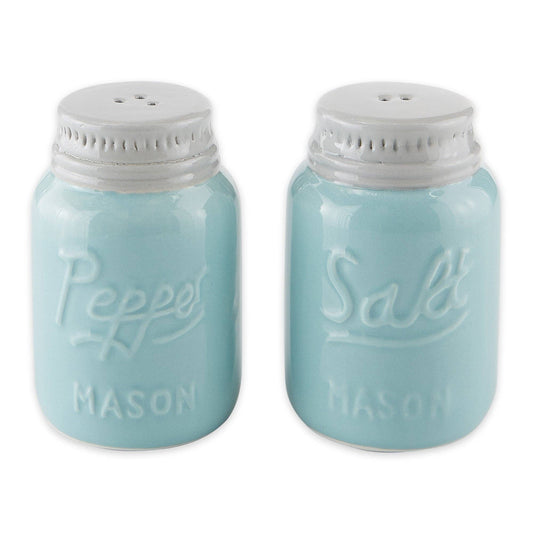 Blue Mason Jar Ceramic Salt And Pepper