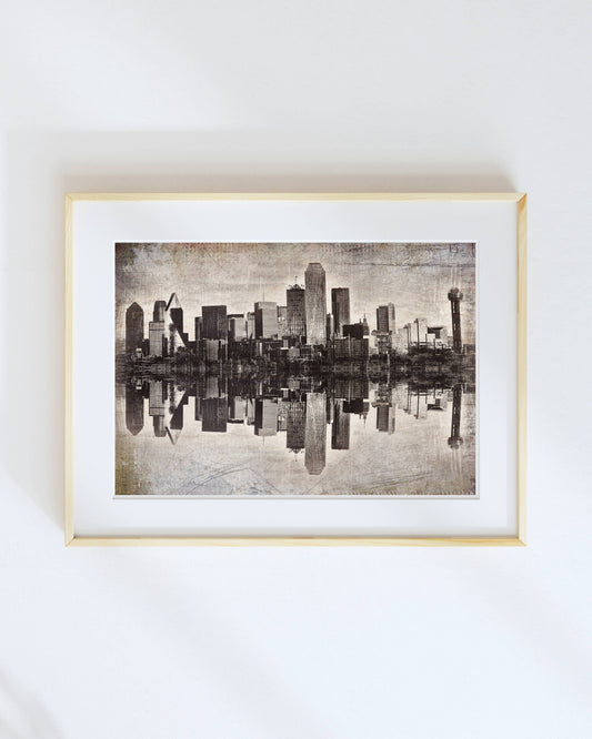 Lone Chimney Print - Dallas Skyline