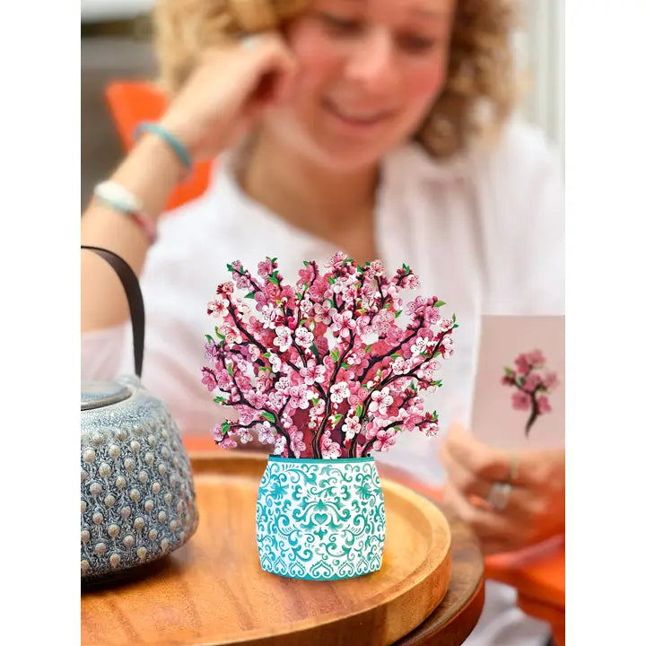 Cherry Blossom Pop-Up Bouquet Blank Greeting Card