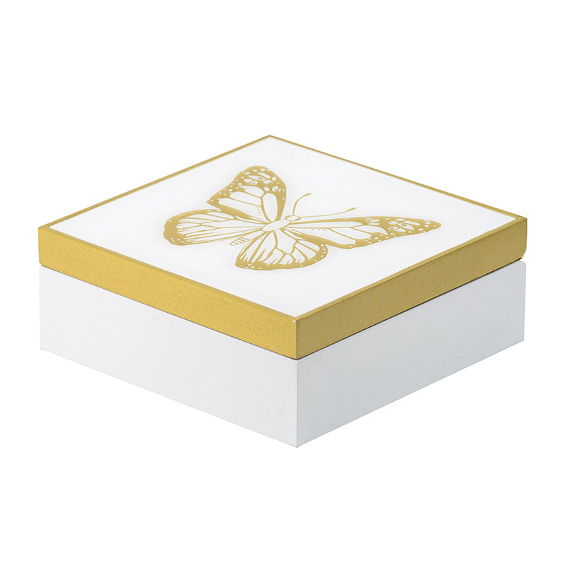 Gold and White Butterfly Box