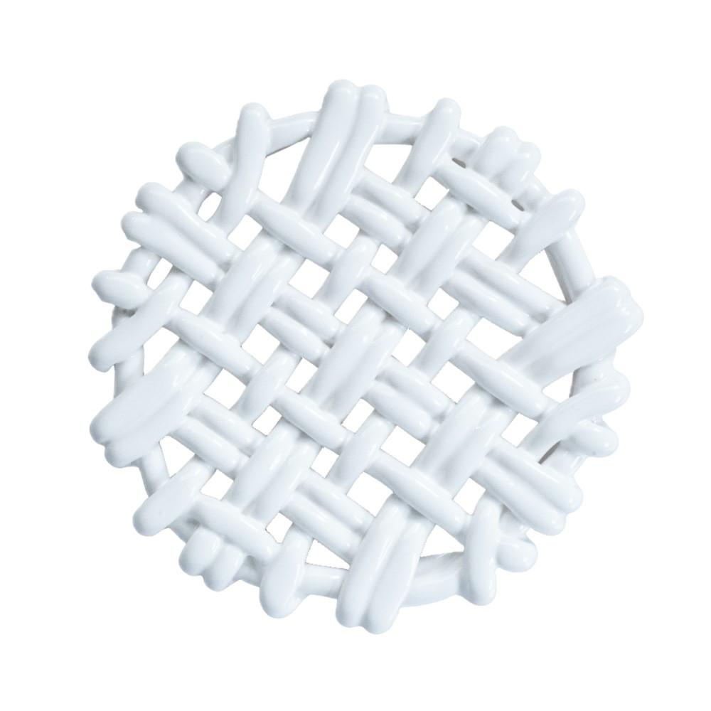 Hand Woven 8" Round Trivet White