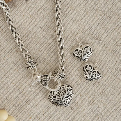 Miah Heart Charm Necklace and Earring Set