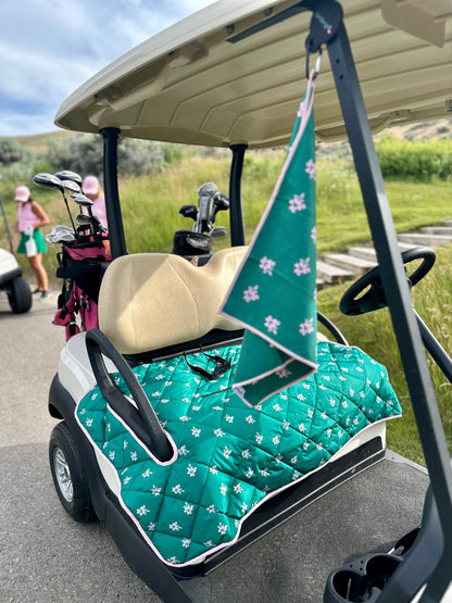 Birdie Pink and Green Azalea Golf Cart Seat Cover