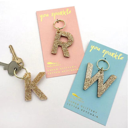 Glitter Letter Initial Keychains A-Z