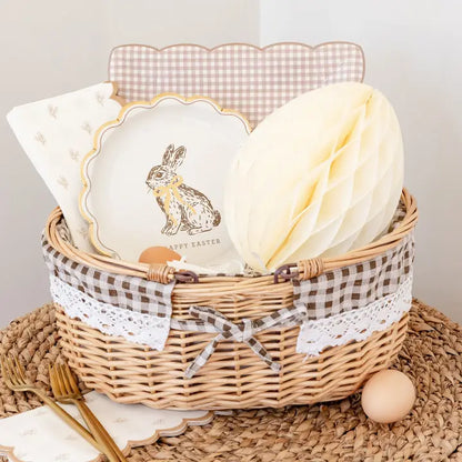 Light Brown Gingham Paper Plate