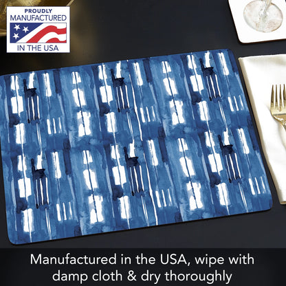 CounterArt Indigo Thin Block Hardboard Cork-Back Placemats