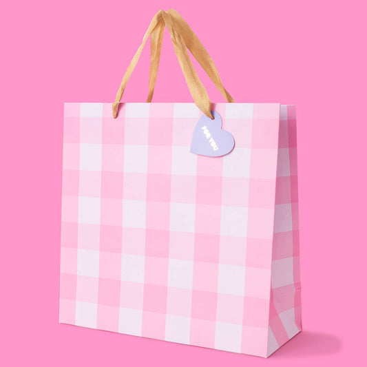 Pink Gingham Gift Bag - Large