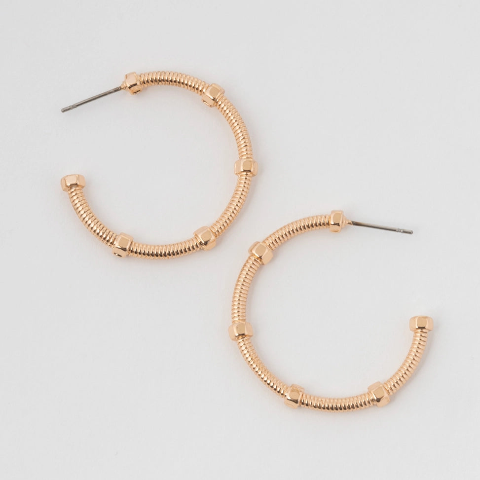 Large Silver & Gold Textured C-Hoop Earrings