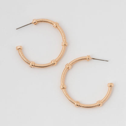 Large Silver & Gold Textured C-Hoop Earrings