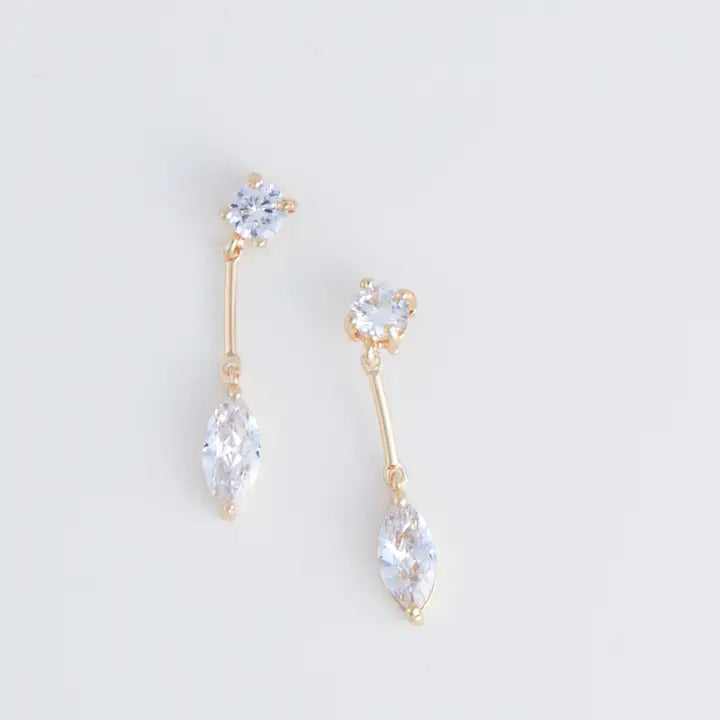 Dazzler Long Post Cubic Zirconia Drop Earrings