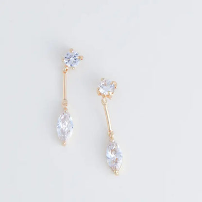 Dazzler Long Post Cubic Zirconia Drop Earrings