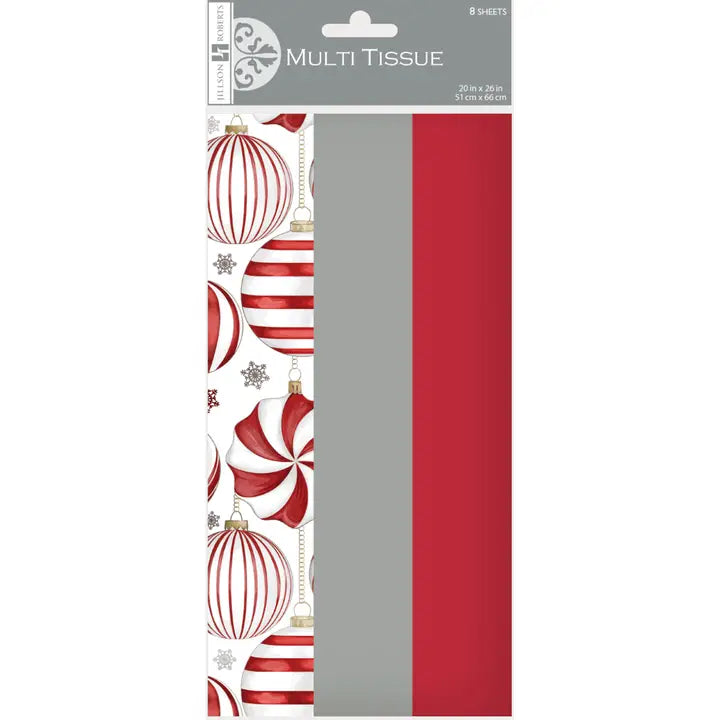 Tissue - Multi Red & White Ornaments