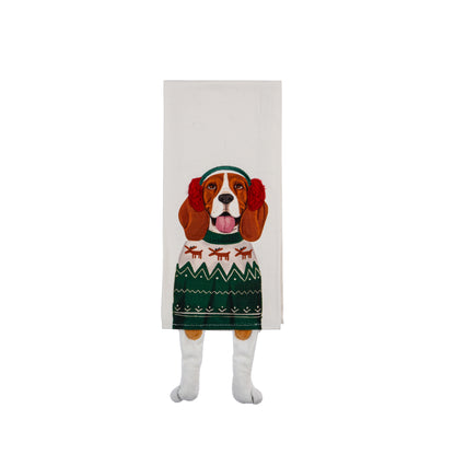 Holiday Dog Kitchen Towels with Dangling Legs