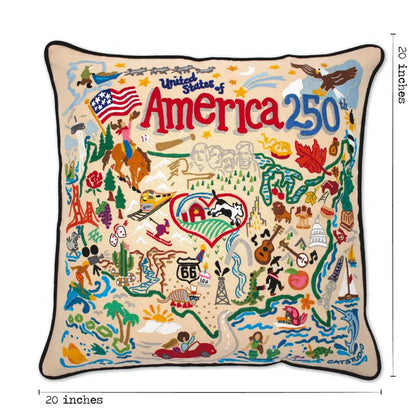America USA 250 Hand-Embroidered Pillow