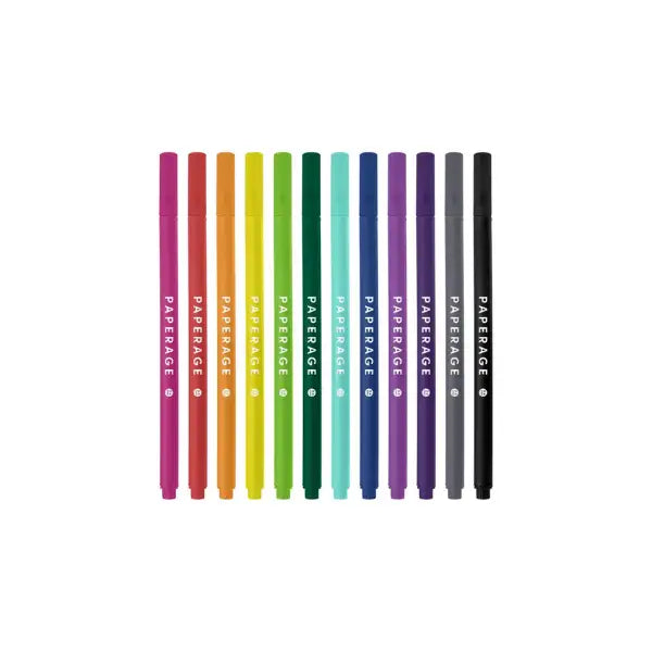 12 Pack Felt Tip Fine Line Marker Pens with Case