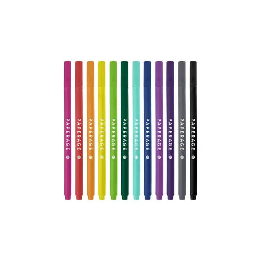 12 Pack Felt Tip Fine Line Marker Pens with Case