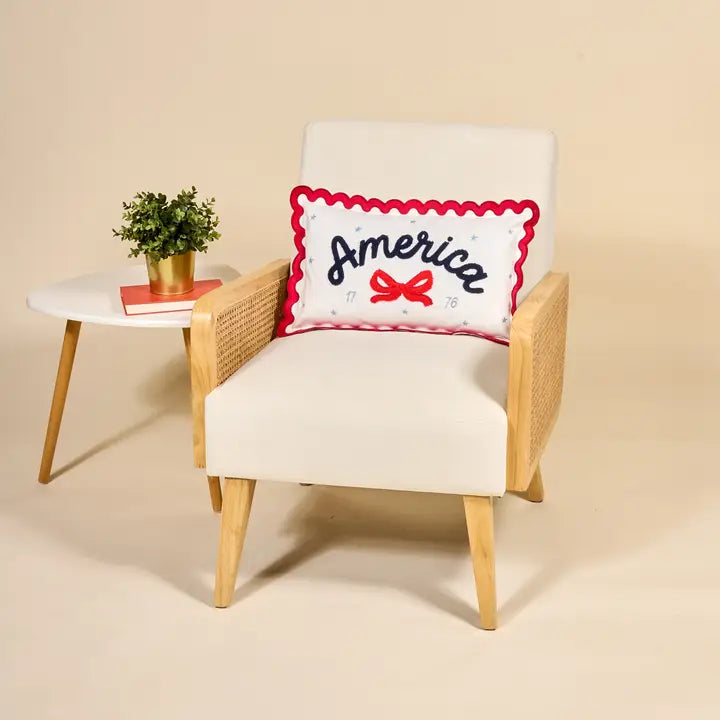 Scalloped Rectangle Throw Pillow–America