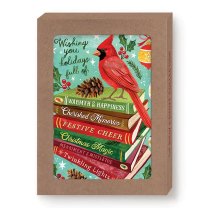 Holiday Wishes Book Stack Boxed Cards - Set of 10