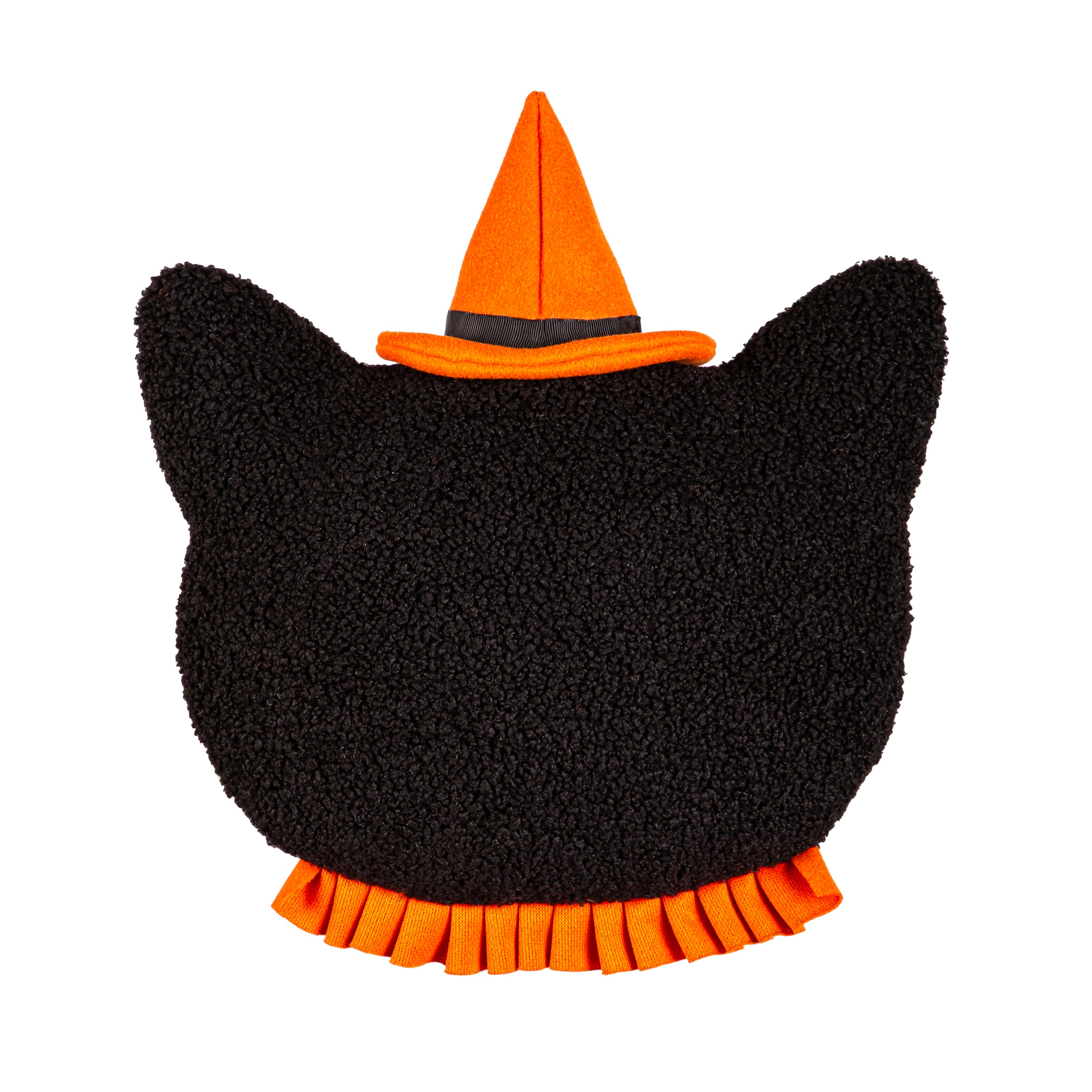 Halloween Black Cat with Witches Hat Shaped Embroidered Pillow - 13