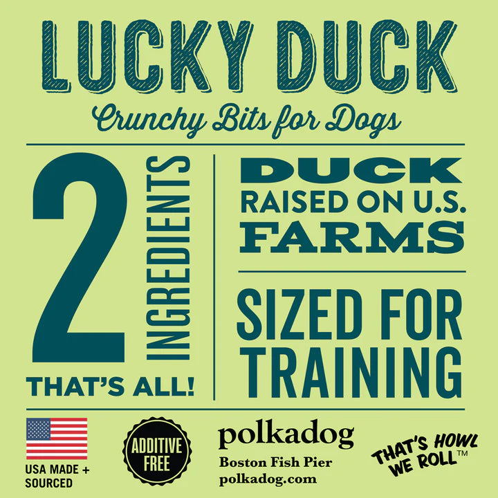 Polkadog Lucky Duck Recipe Dehydrated Training Bits Crunchy Dog Treats - 2oz tube