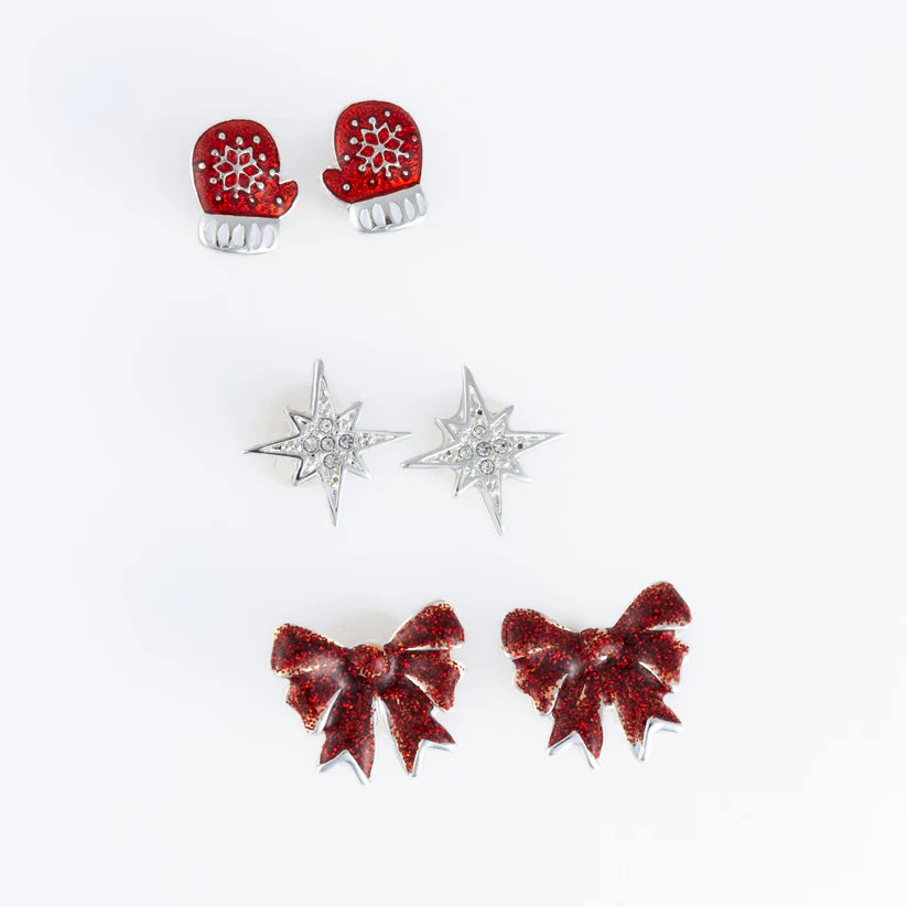 Holiday Mittens Earrings Trio