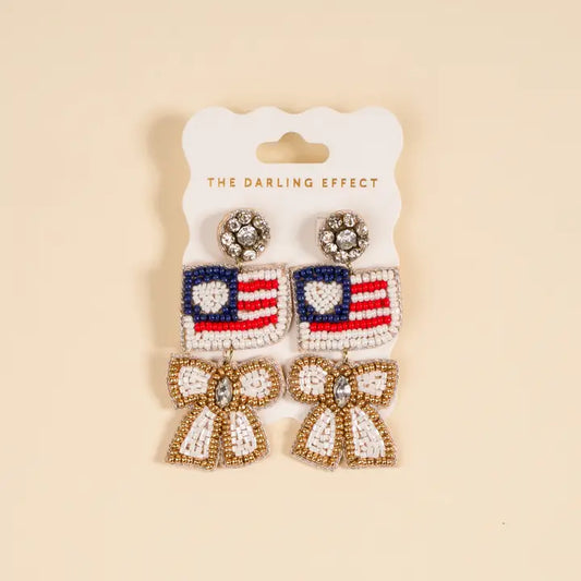 Star Spangled Bow Beaded Earrings