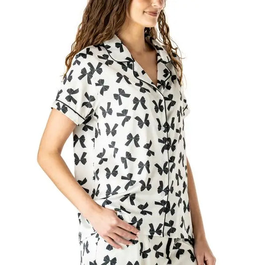 Hello Mello Bow So Lovely Satin Pajama Top