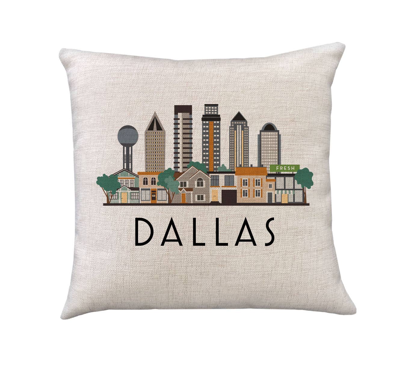 Dallas Texas Skyline Pillow