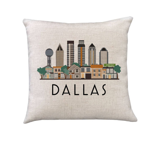 Dallas Texas Skyline Pillow