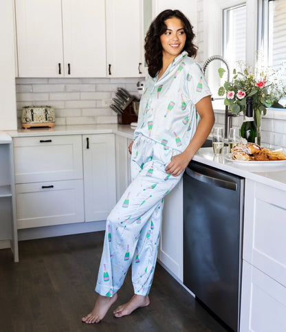 Hello Mello Boots & Bubbles Satin Pajama Pant