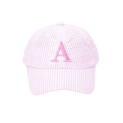 Baseball Hat in Seersucker Pink - Baby