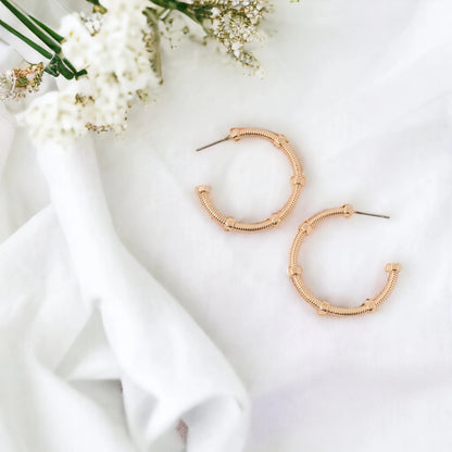 Large Silver & Gold Textured C-Hoop Earrings