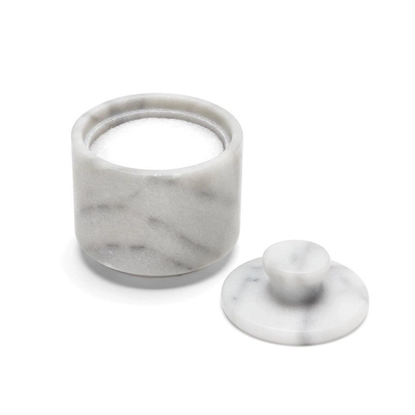 Lidded White Marble Salt Cellar