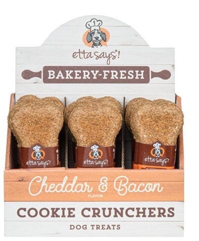 Etta Says! 5" Bakery-Fresh Cookie Crunchers Dog Biscuit Treat - Cheddar & Bacon