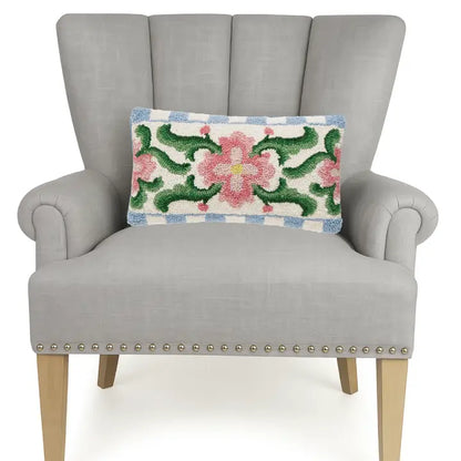 Vintage Floral Lumber Hooked Wool Pillow