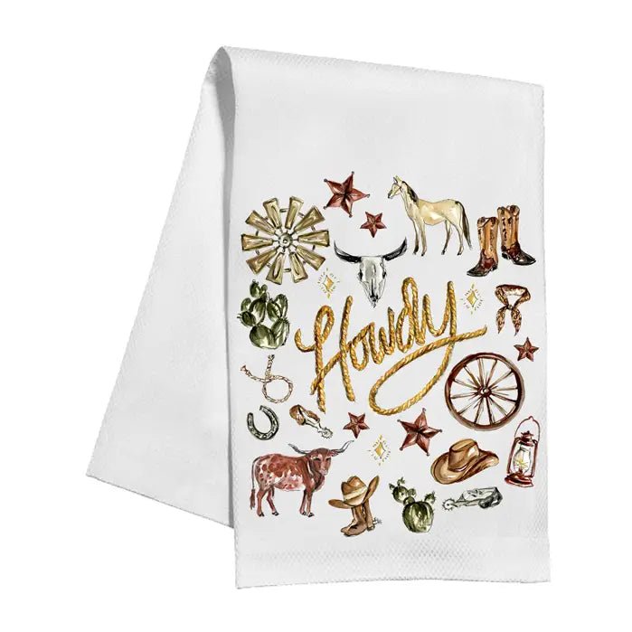 Rosanne Beck Howdy Western Icons Kitchen Towel