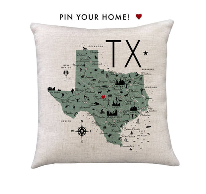 Texas State Icon Map Pillow