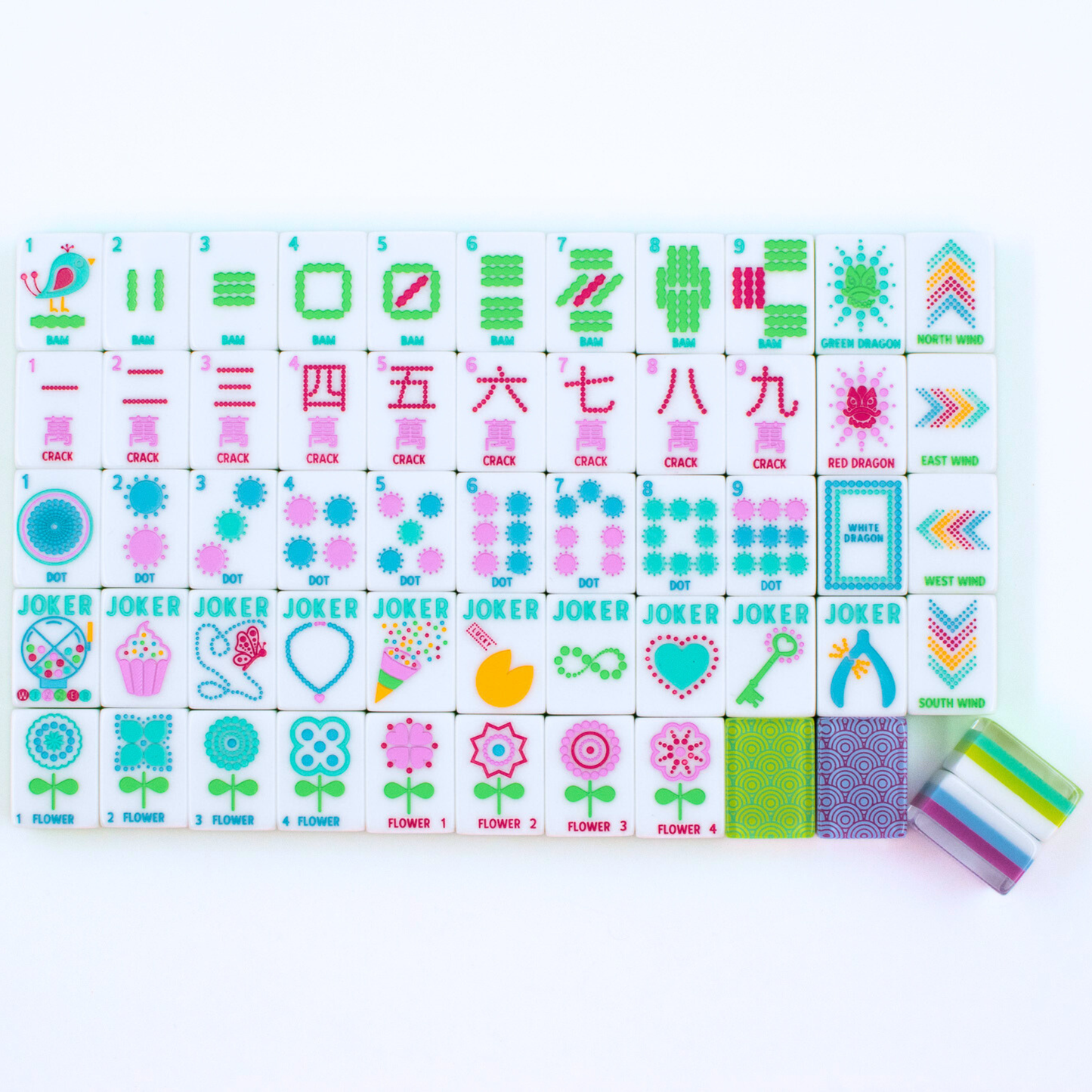 Crystal Confetti Purple - Mahjong Tile Set with a Sprinkle of Color