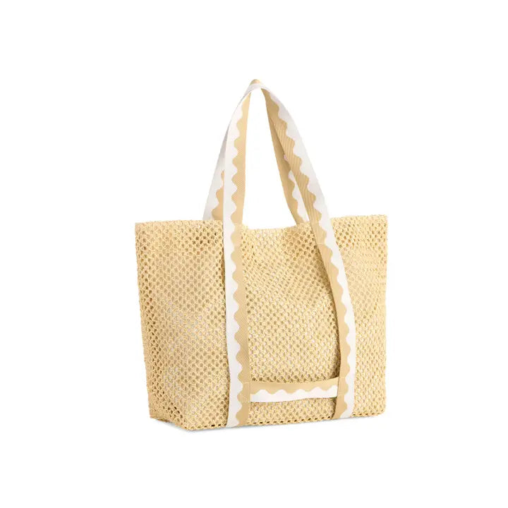 "Bride" Hat and Tote Set - Natural