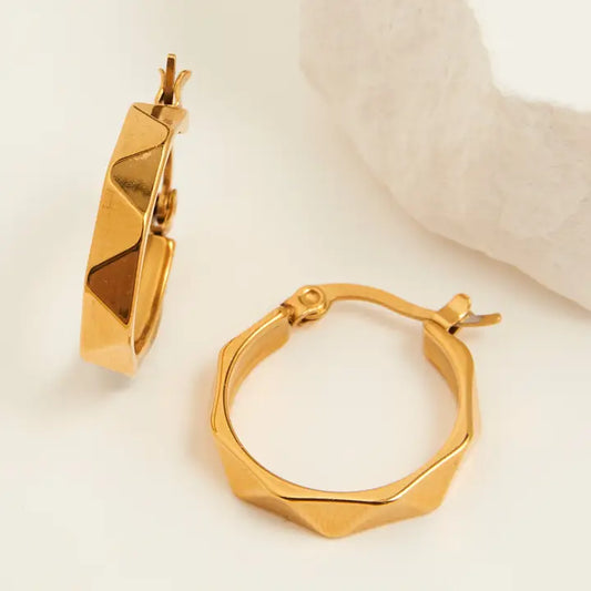 Waterproof Abstract Hoop Earrings in Gold & Silver