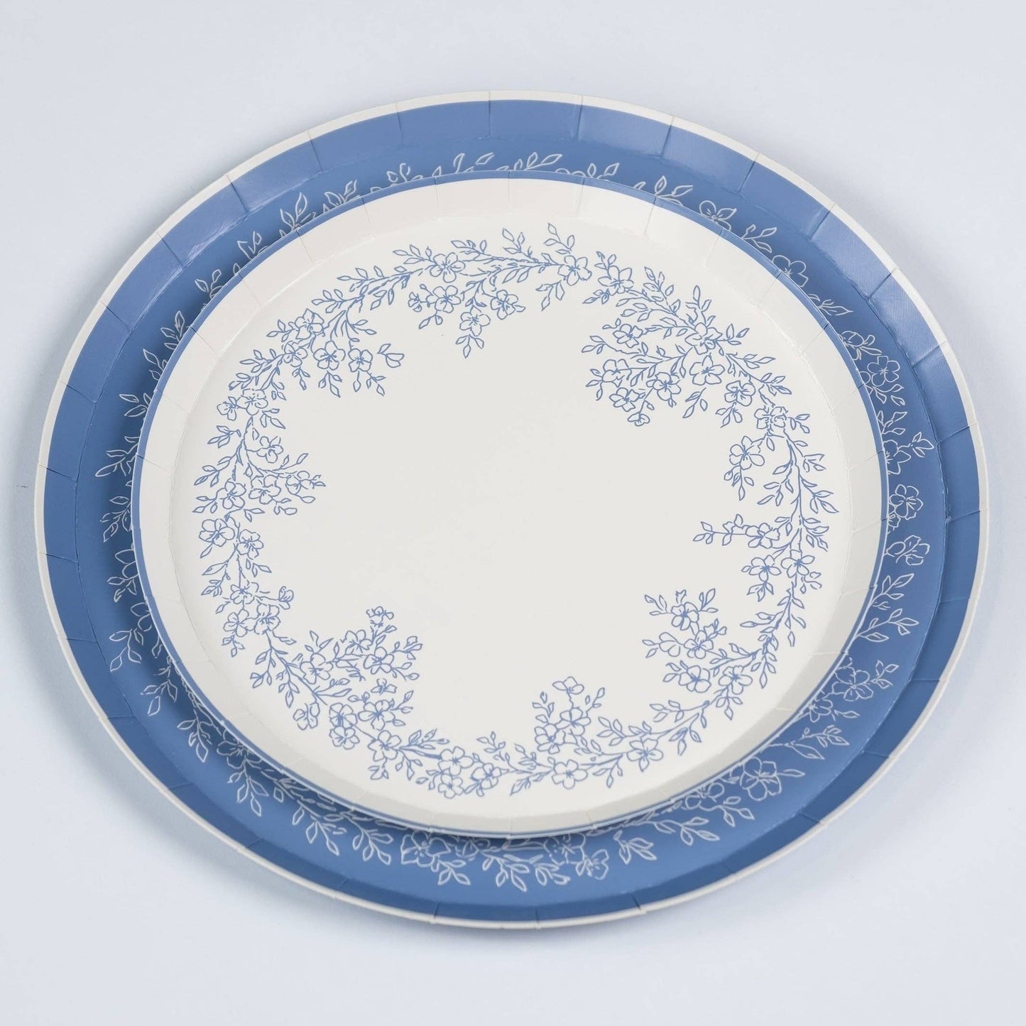 Floral Elegance Blue Dessert Plates