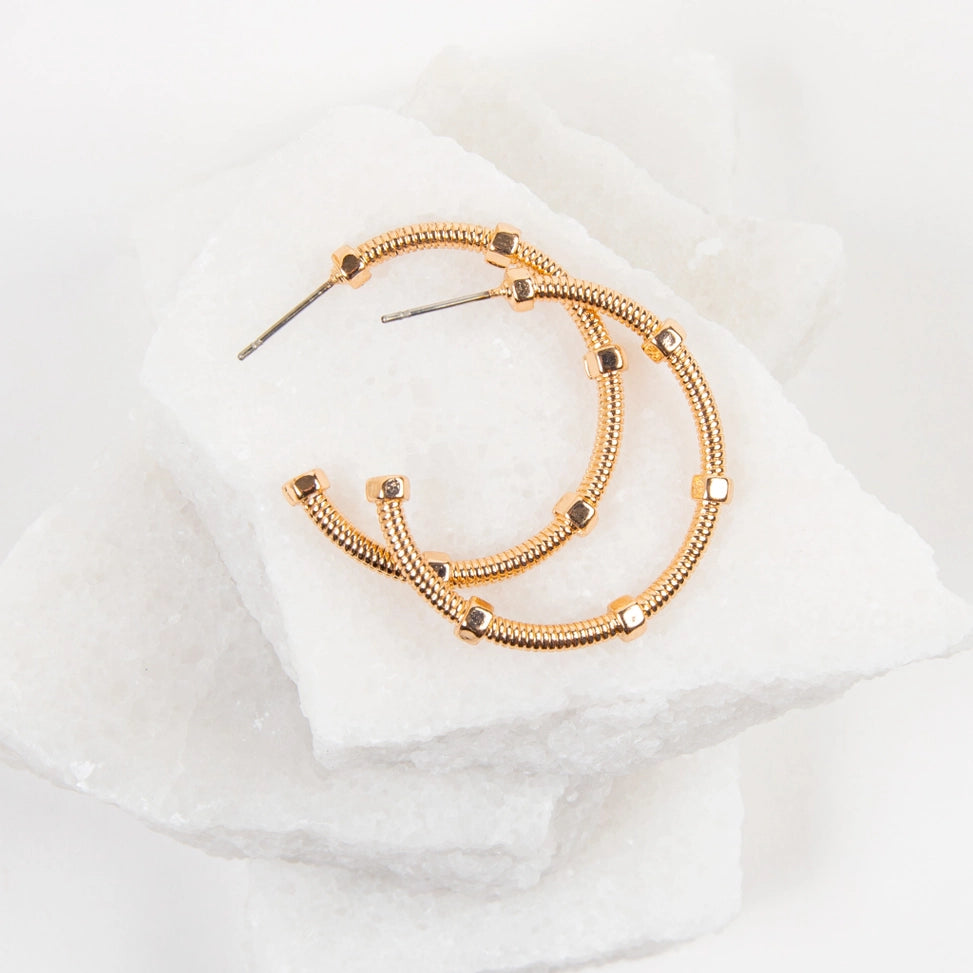 Large Silver & Gold Textured C-Hoop Earrings