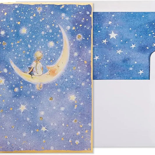 Girl On Moon Birthday Card
