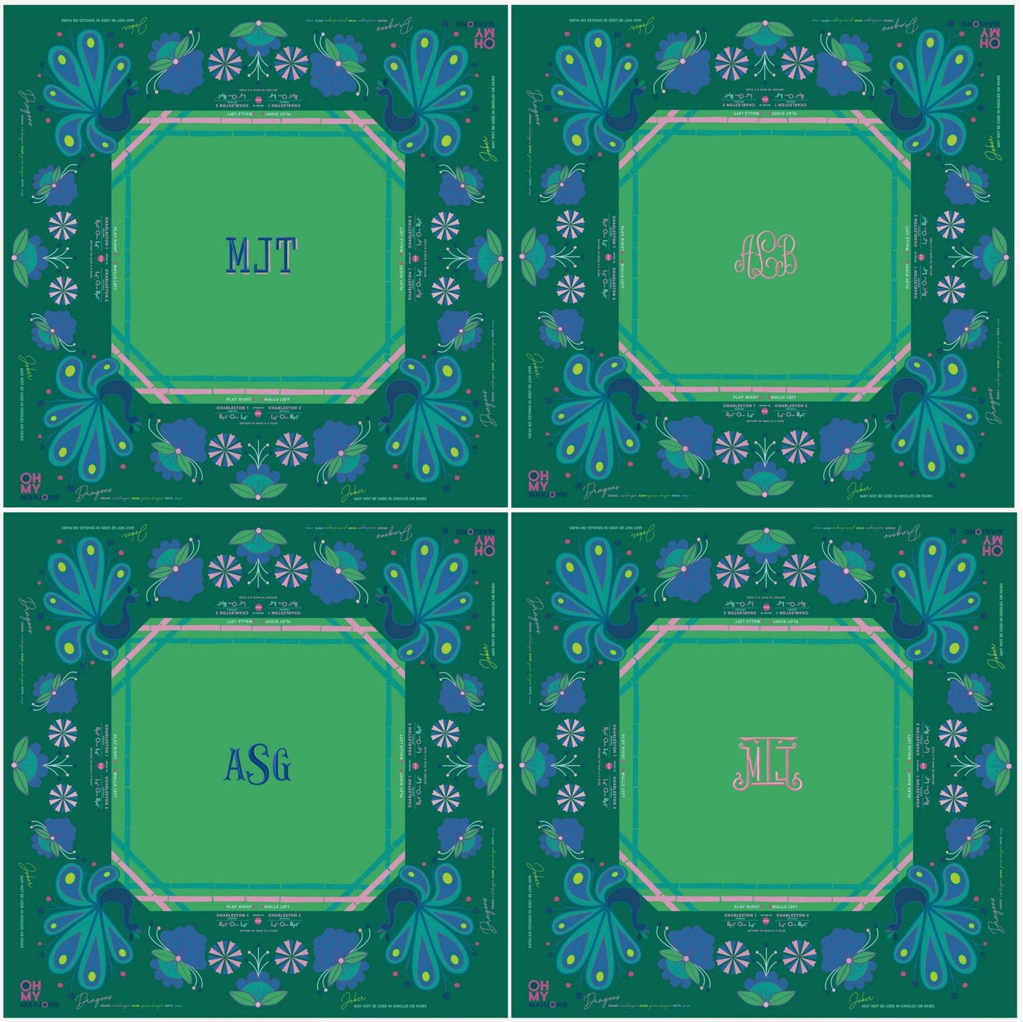 Mahjong Birdie Green Mat