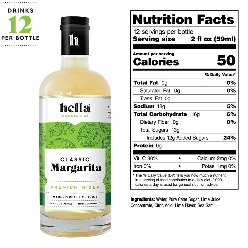 Hella Cocktail Classic Margarita Premium Mixer - 750 Ml