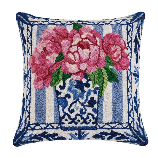 Pretty Petals Hooked Wool Pillow