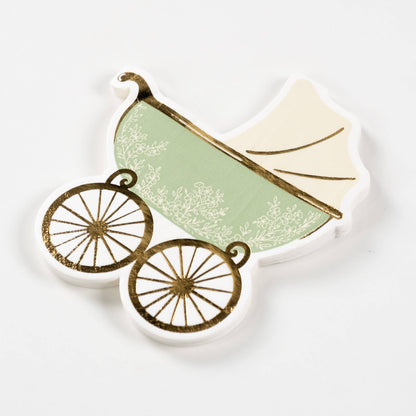 Sage Baby Carriage Beverage Napkins
