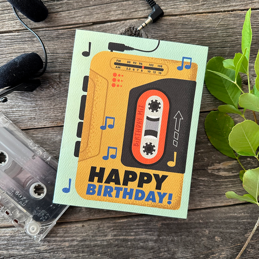 Happy Birthday Card - Cassette Player