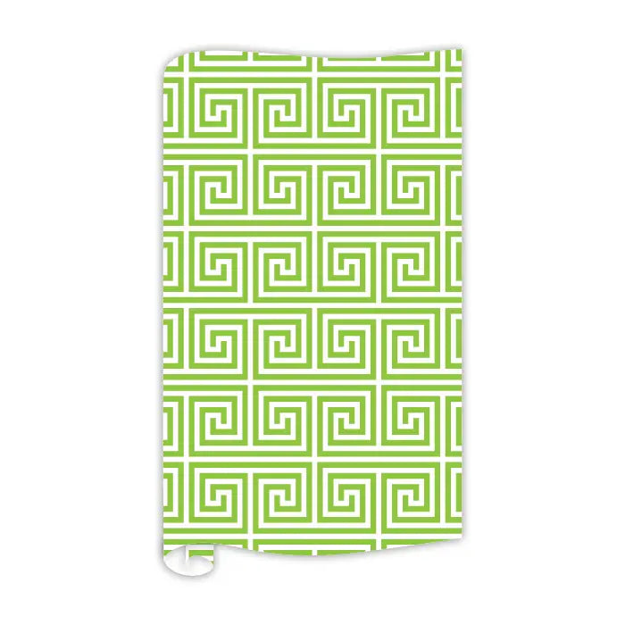 Greek Key Pattern Green Wrapping Paper - 5ft